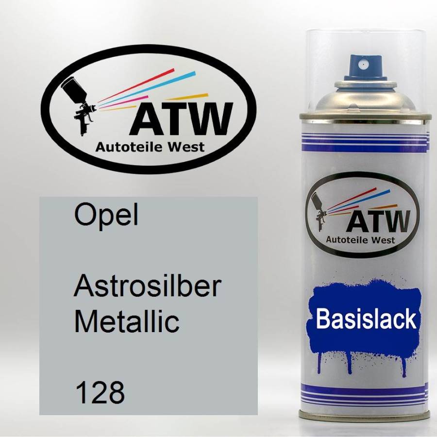 Opel, Astrosilber Metallic, 128: 400ml Sprühdose, von ATW Autoteile West.